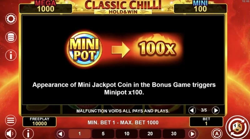 Classic Chilli Hold & Win - triggering the Hold & Win round
